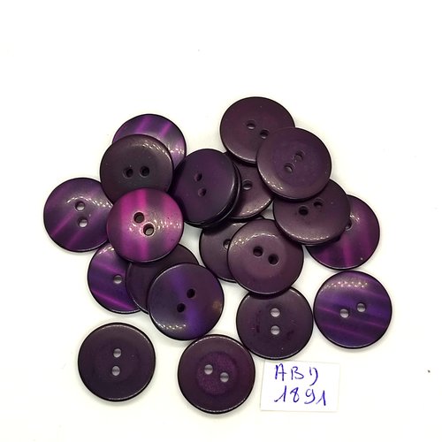 20 boutons en résine violet - 18mm - abd1891