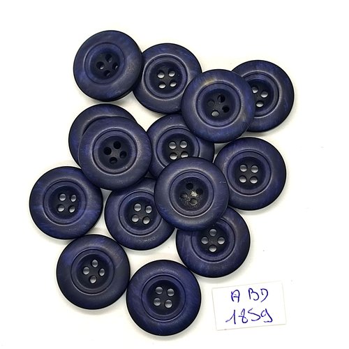 14 boutons en résine bleu foncé - 20mm - abd1859