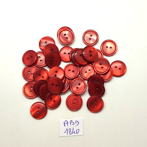 39 boutons en résine rouge foncé - 13mm - abd1840