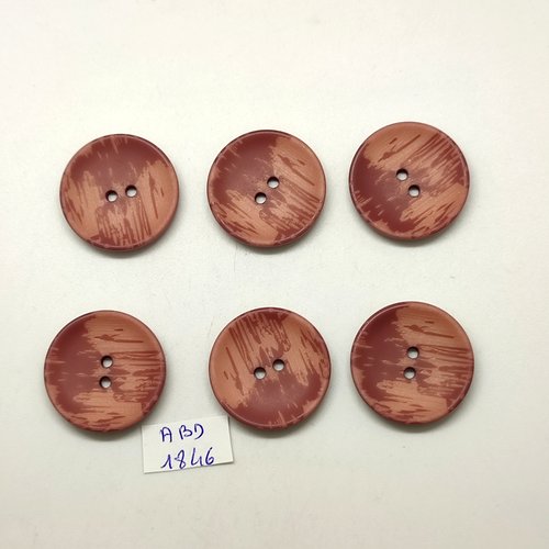 6 boutons en résine vieux rose - 25mm - abd1846