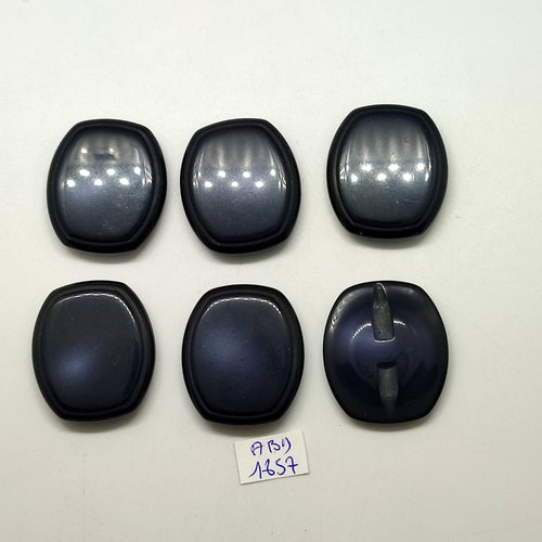 6 boutons en résine gris / bleu - 28x32mm - abd1857