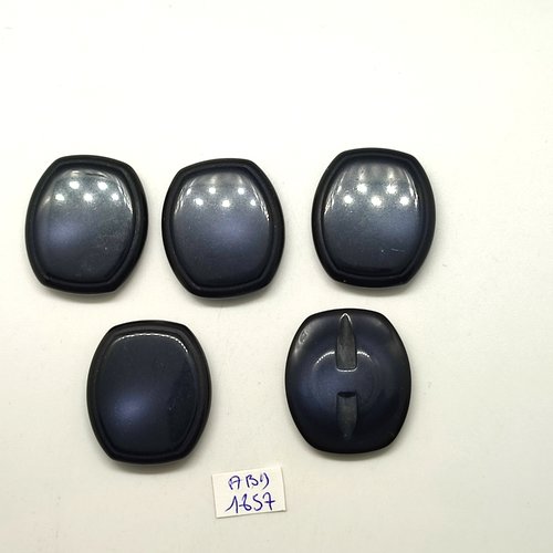 5 boutons en résine gris / bleu - 28x32mm - abd1857