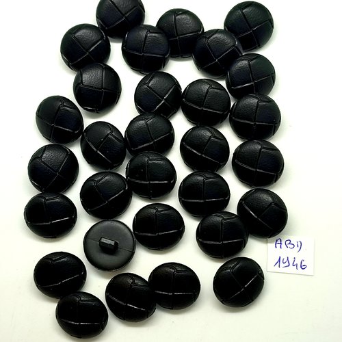 30 boutons en résine noir - 18mm - abd1946