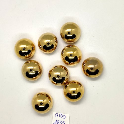 9 boutons en résine doré - 18mm - abd1853