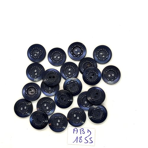 23 boutons en résine bleu foncé - 12mm - abd1855