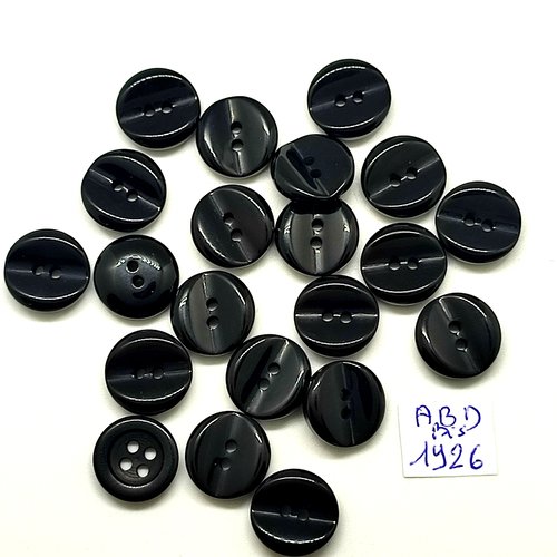21 boutons en résine noir - 15mm - abd1926bis