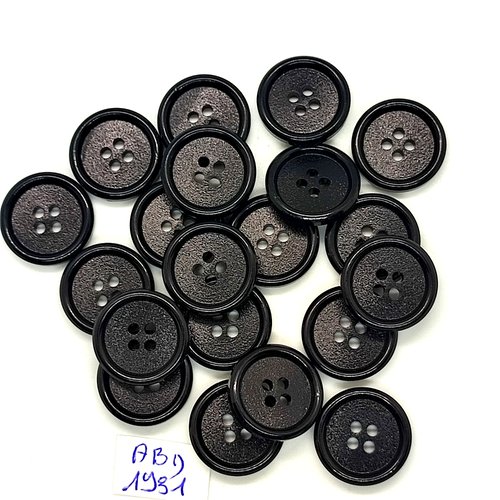 20 boutons en résine noir - 18mm - abd1931