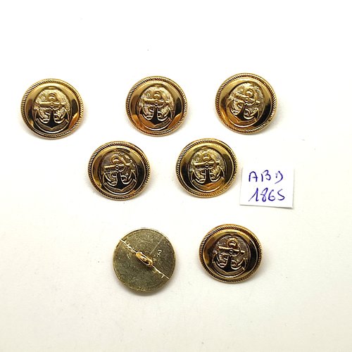 7 boutons en métal doré - une ancre - 18mm - abd1865
