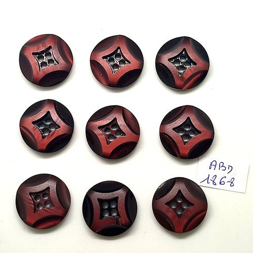 9 boutons en résine marron - 22mm - abd1868