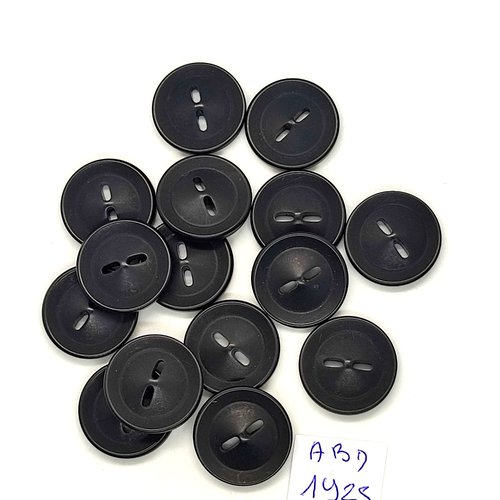 15 boutons en résine noir - 18mm - abd1925