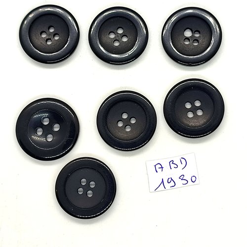 7 boutons en résine noir - 23mm - abd1930