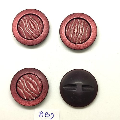 4 boutons en résine marron - 28mm - abd1869