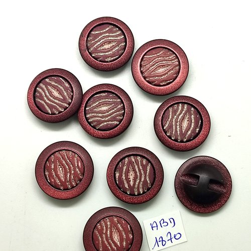 9 boutons en résine marron - 22mm - abd1870