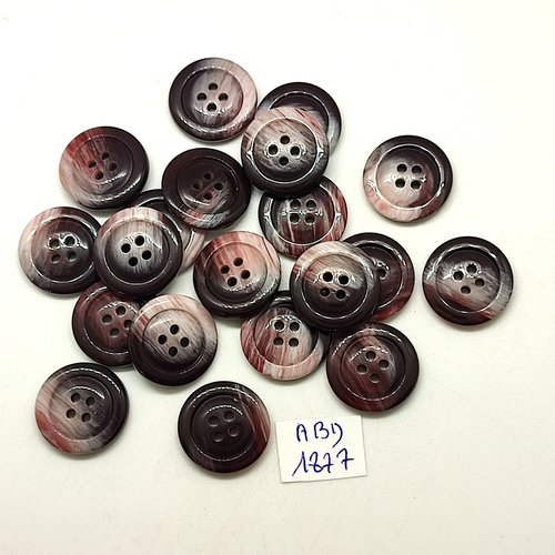 20 boutons en résine marron et beige - 17mm - abd1877