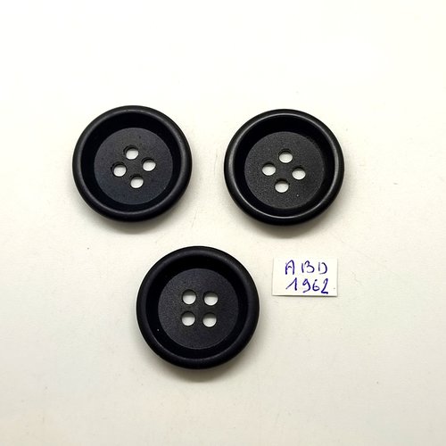 3 boutons en résine noir - 30mm - abd1962