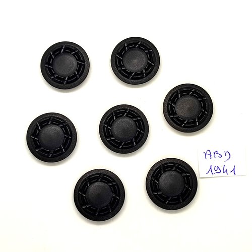 7 boutons en résine noir - 22mm - abd1941