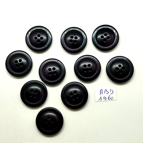 10 boutons en résine noir - 22mm - abd1960