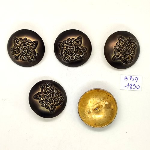5 boutons en métal bronze et doré  - 28mm - abd1890