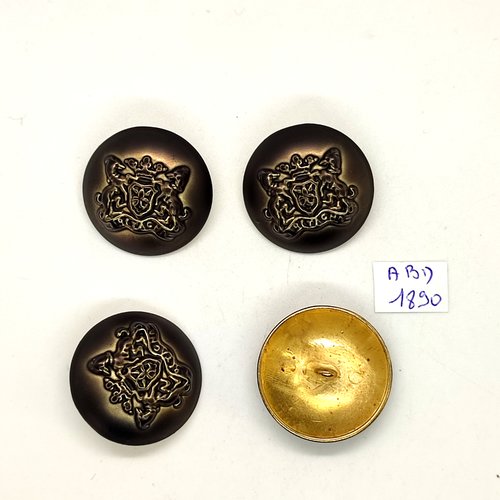 4 boutons en métal bronze et doré  - 28mm - abd1890