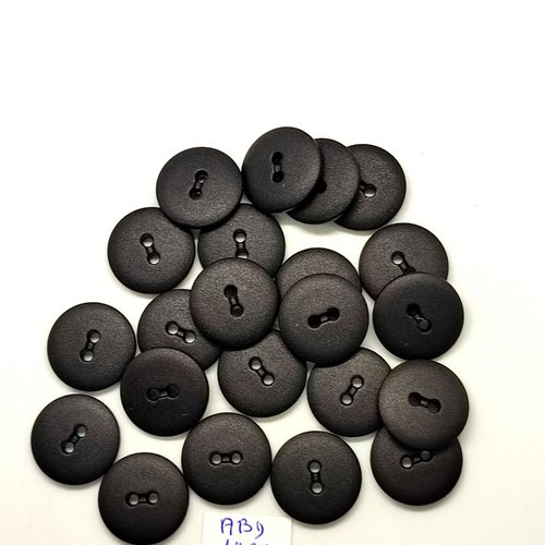 22 boutons en résine noir - 18mm - abd1981