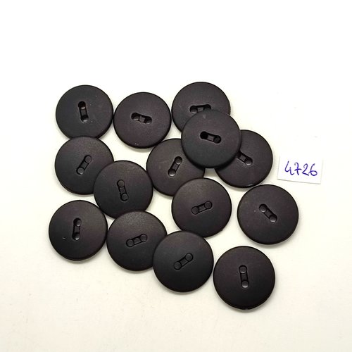 14 boutons en résine noir - 19mm - tr4726