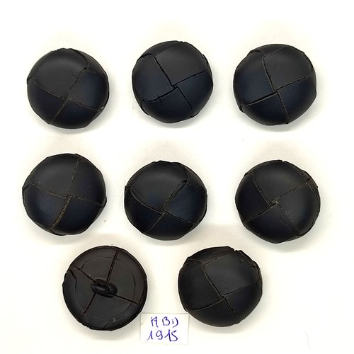 8 boutons en cuir noir - 26mm - abd1915