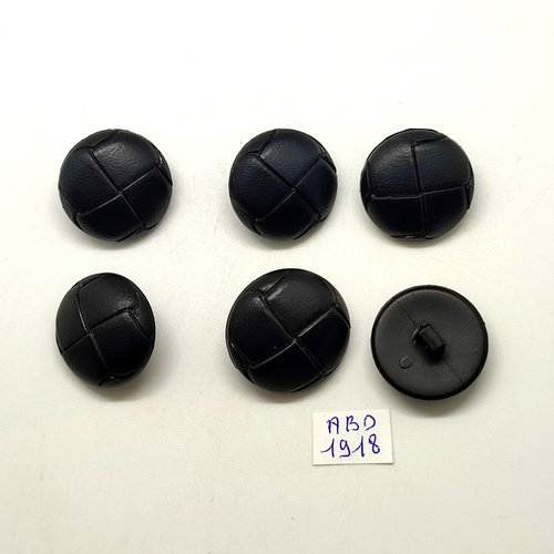 6 boutons en résine noir - 23mm - abd1918