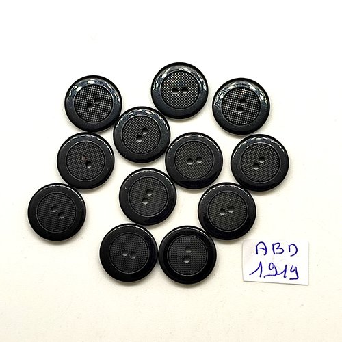 12 boutons en résine noir - 15mm - abd1919