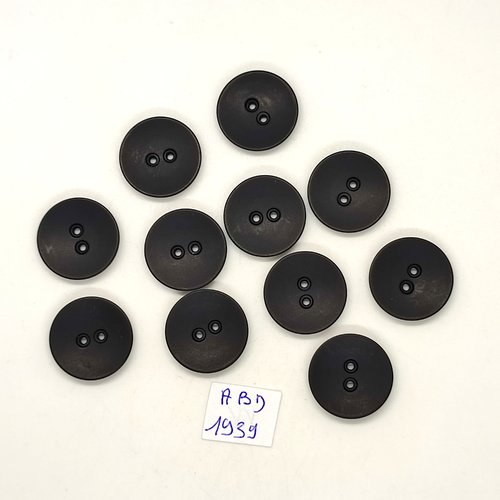 11 boutons en résine noir - 20mm - abd1939