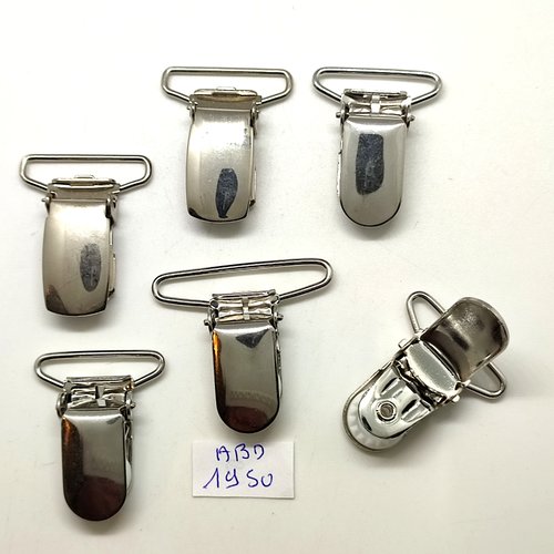 6 attaches bretelle - métal argenté - 35x39mm - abd1950