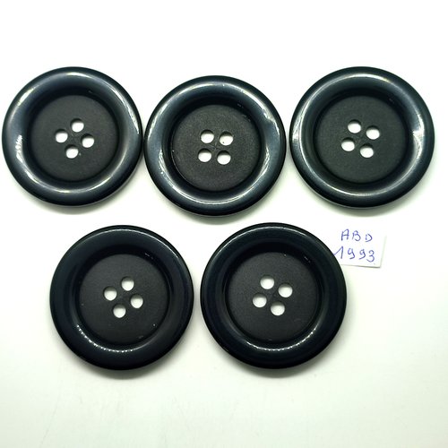 5 boutons en résine noir - 50mm - abd1993