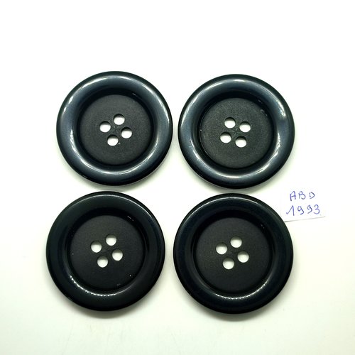 4 boutons en résine noir - 50mm - abd1993