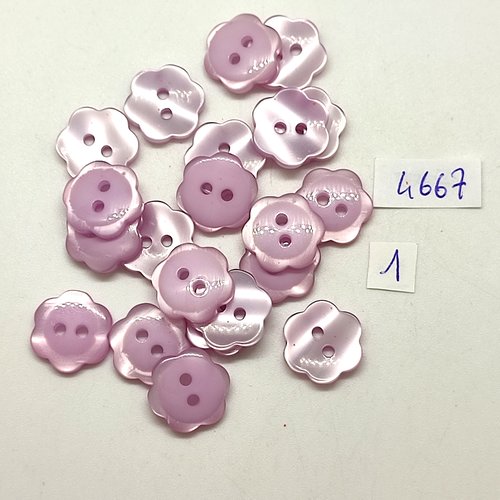 20 boutons en résine lilas clair - fleur - 15mm - tr4667