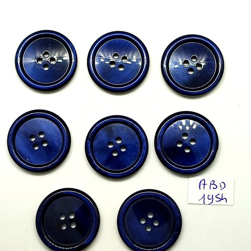8 boutons en résine bleu foncé - 26mm - abd1954