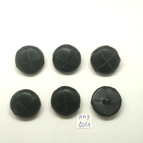 6 boutons en cuir vert foncé - 28mm - abd2021