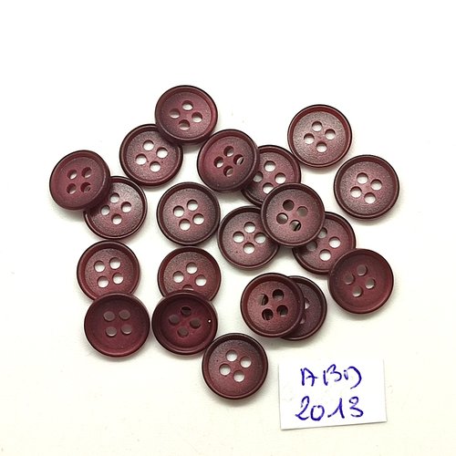 20 boutons en résine marron / bordeaux- 12mm - abd2013
