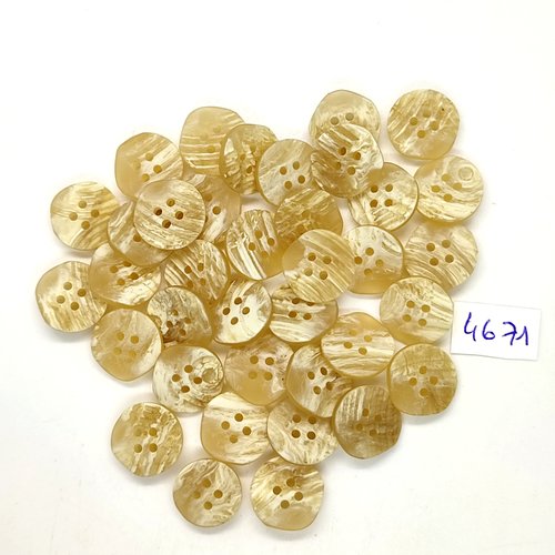 37 boutons en résine beige - 15mm - tr4671