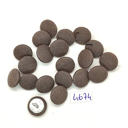 20 boutons en passementerie gris foncé et métal argenté - 14mm - tr4674