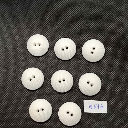 8 boutons en résine blanc - 23mm - tr4676