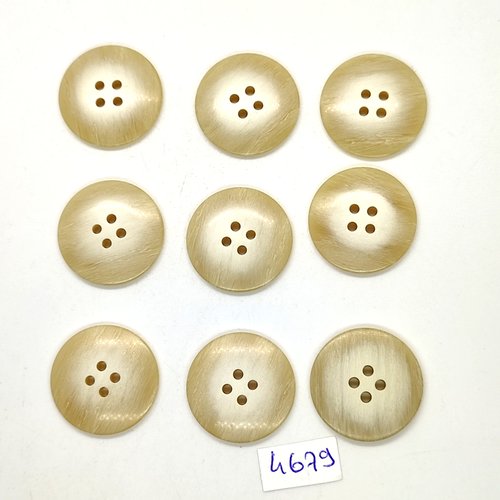 9 boutons en résine beige - 24/25mm - tr4679