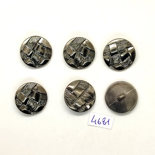 6 boutons en résine argenté - 21mm - tr4681