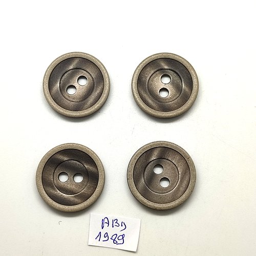 4 boutons en résine marron et taupe - 28mm - abd1989