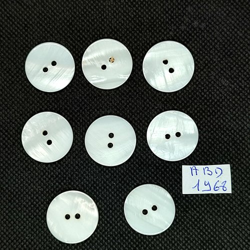 8 boutons en nacre blanc - 20mm - abd1968