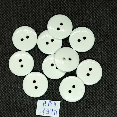 10 boutons en résine blanc - 18mm - abd1970