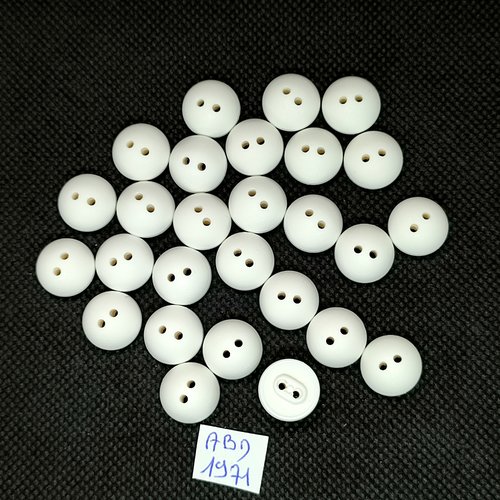 28 boutons en résine blanc - 13mm - abd1971
