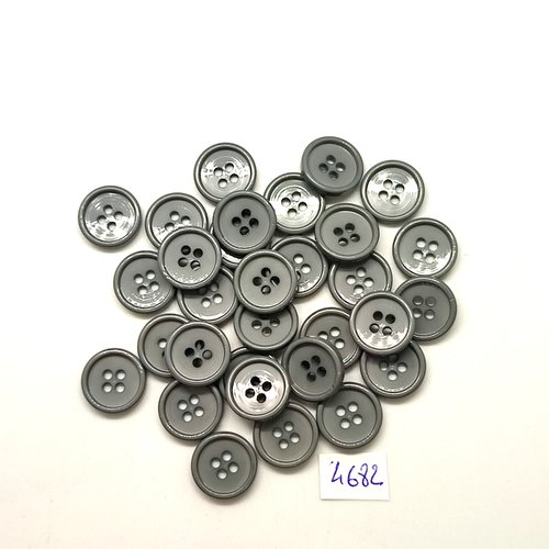 39 boutons en résine gris - 14mm - tr4782