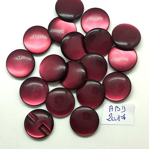18 boutons en résine bordeaux - 18mm - abd2017
