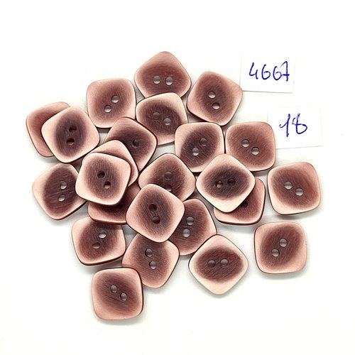 24 boutons en résine marron / rose- 13x13mm - tr4667