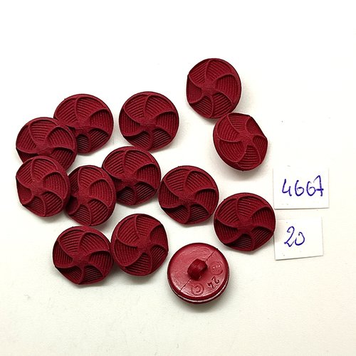 13 boutons en résine bordeaux - 15mm - tr4667