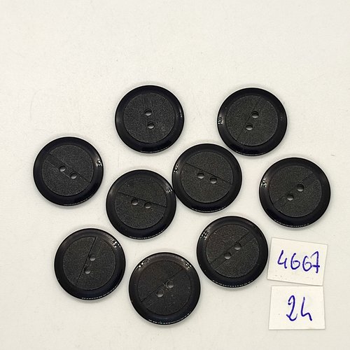 9 boutons en résine noir / gris - 18mm - tr4667